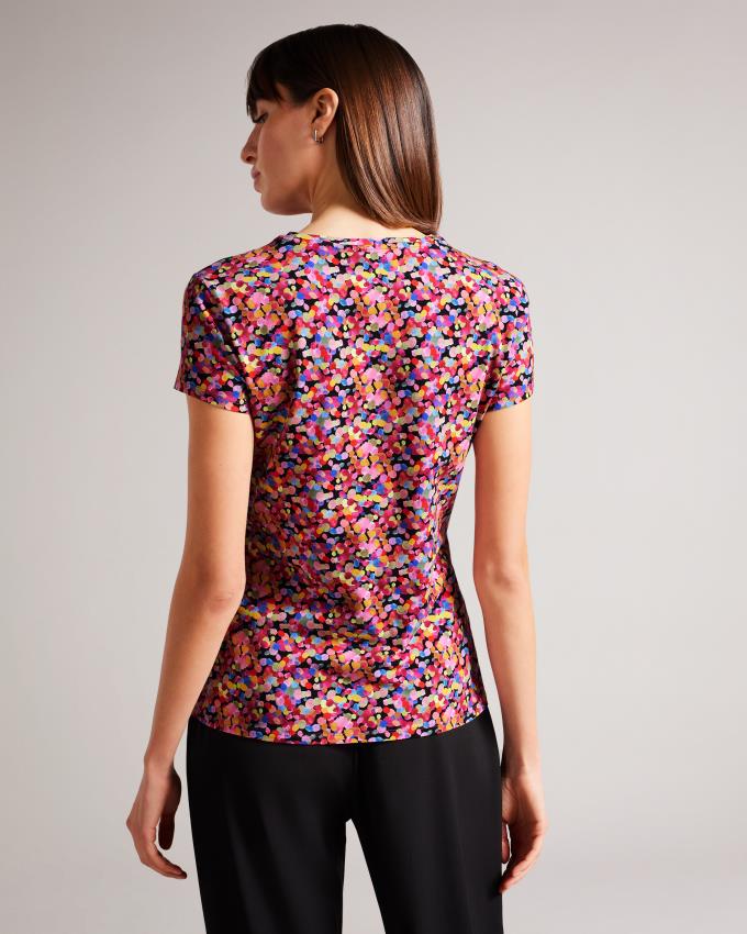 T-Shirt Ted Baker Confetti Print Noir Femme | VDG-90414597